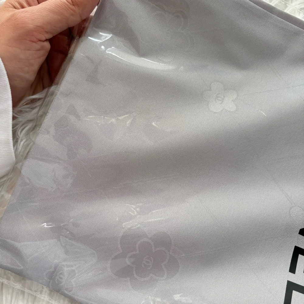 Chanel gray solid square classic scarf 35x35 ‼️LAST ONE LEFT